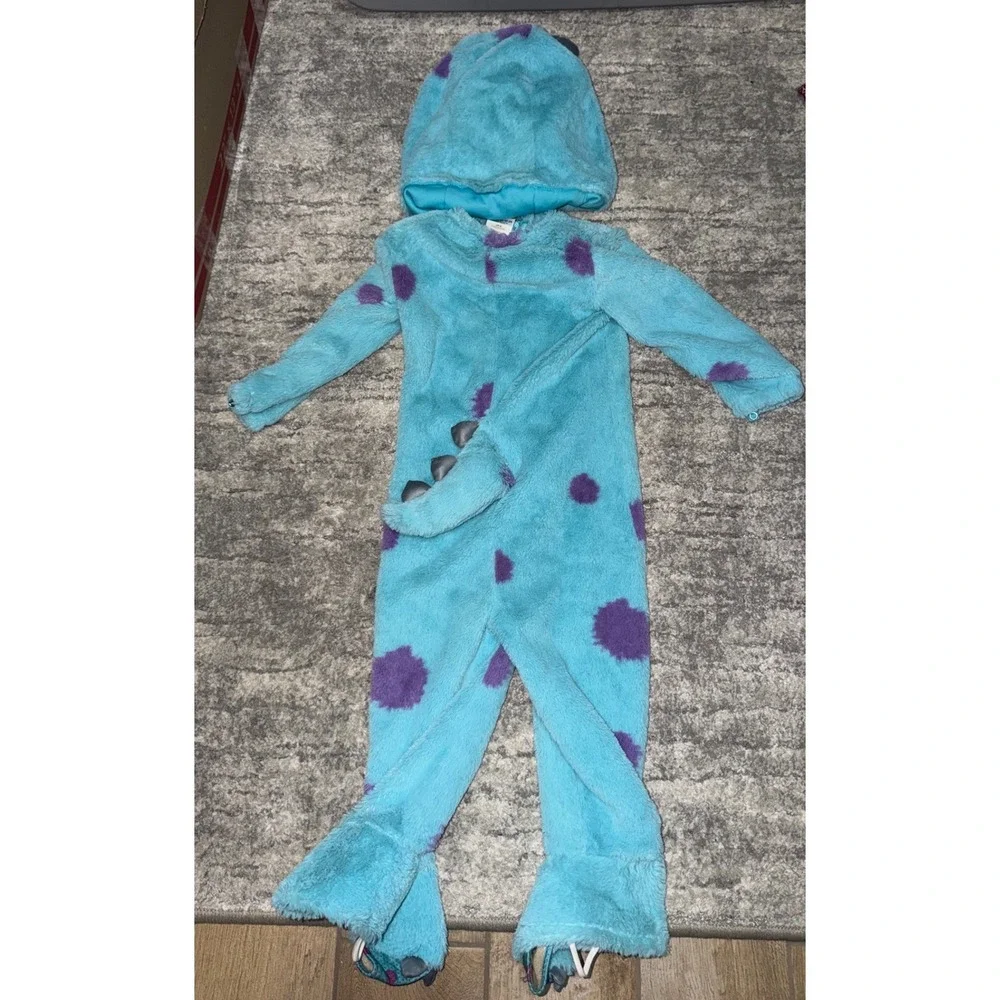 Spirit Halloween Monsters Inc Sulley Costume Toddler 3T-4T Blue Furry Jumpsuit